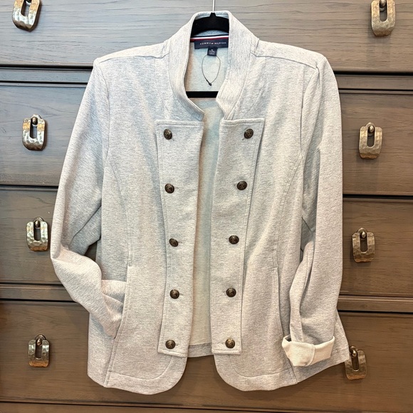 NWOT Tommy Hilfiger military cardigan / blazer stretch French Terry - Picture 2 of 8